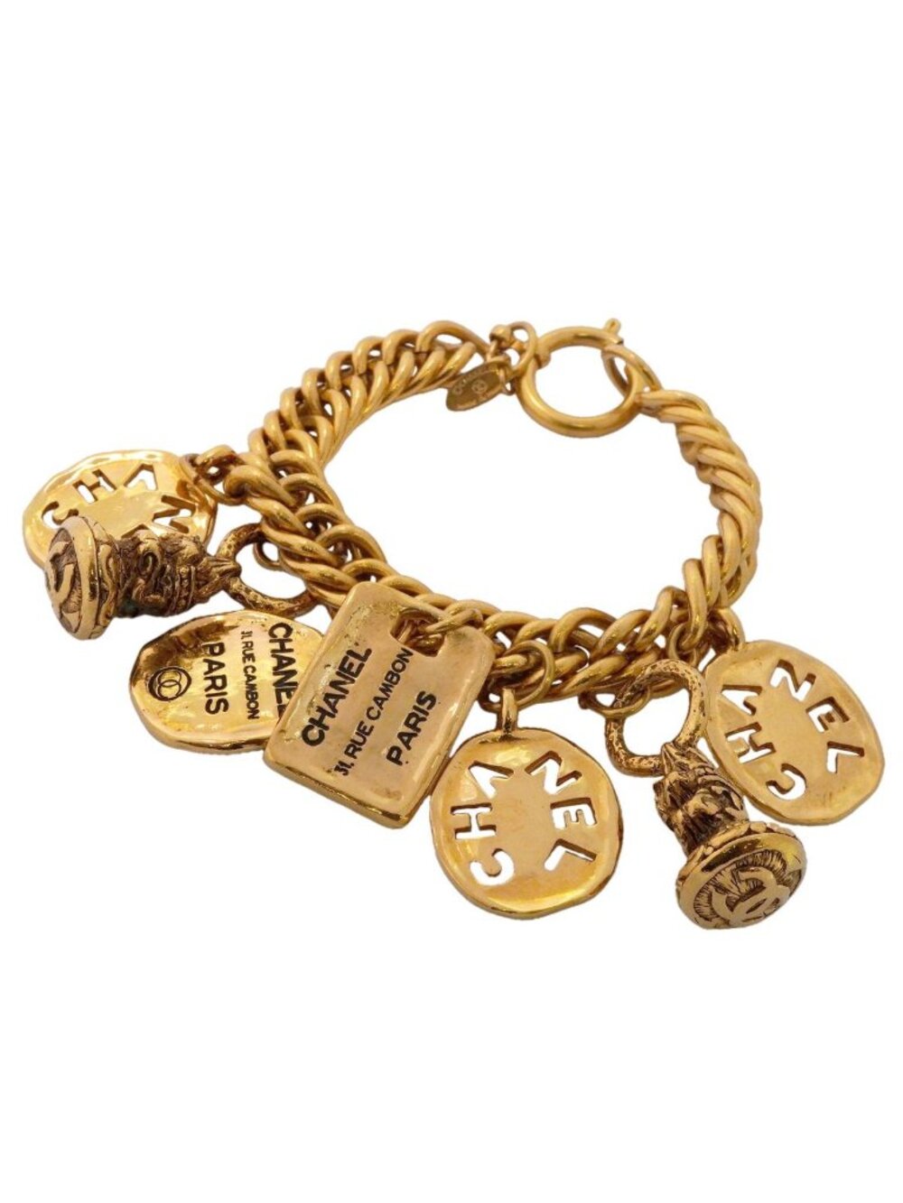 Chanel Bracelet Vintage CC Logo Gold Plated